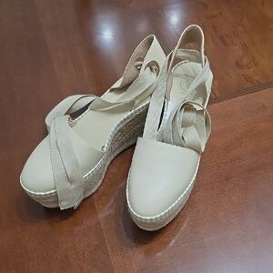 Tory Burch Beige Espadrille Wedges